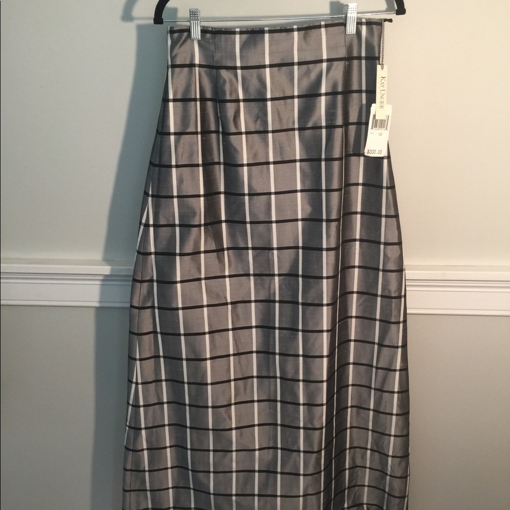 NWT Kay Unger Full Length Raw Silk Skirt